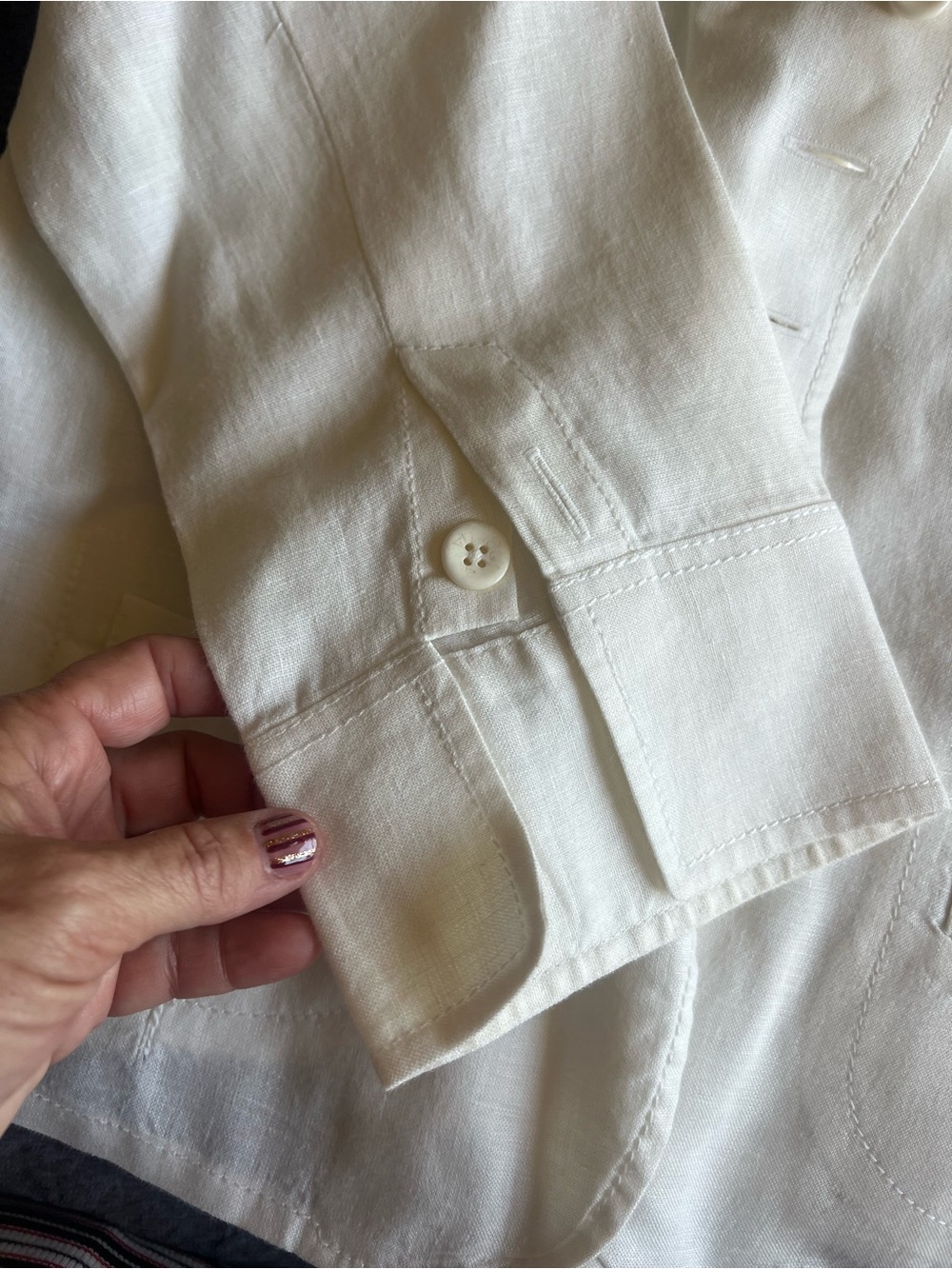 Talbots White Button-Front Linen-Blend Jacket - Picture 5 of 7